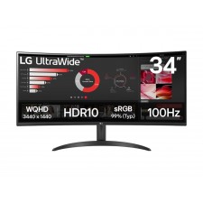 Liektais Monitors LG LCD 34" 3440x1440 WQHD VA, 100Hz 5 ms, 2xHDMI, DP, melns